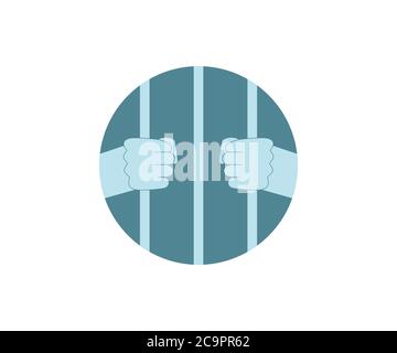Jail, prison icon. Vector illustration, flat design. Stock Vector