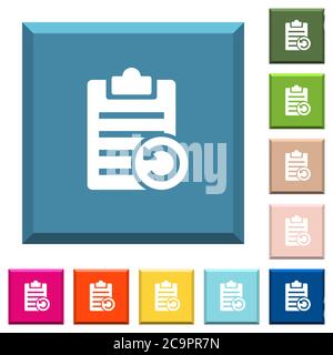 Undo note changes white icons on edged square buttons in various trendy colors Stock Vector