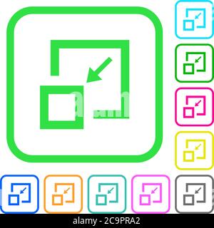 Shrink window vivid colored flat icons in curved borders on white background Stock Vector