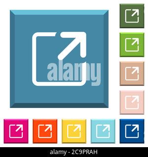 Maximize window white icons on edged square buttons in various trendy colors Stock Vector