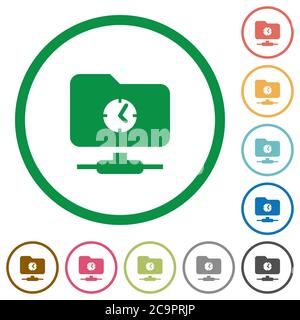 Fast FTP flat color icons in round outlines on white background Stock Vector
