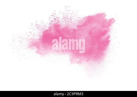 Pink powder explosion on white background. Pink dust splash cloud.Launched  colorful particles Stock Photo - Alamy