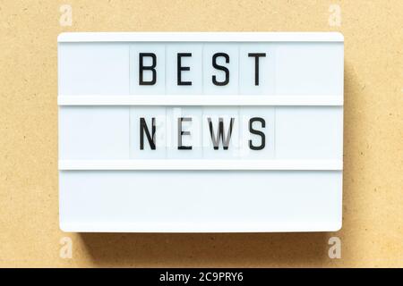 Lightbox with word best news on wood background Stock Photo