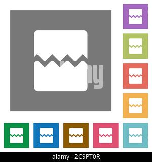 Page break flat icons on simple color square backgrounds Stock Vector