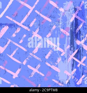abstract seamless background, with paint strokes and splashes, on blue Stock Vector