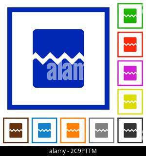 Page break flat color icons in square frames on white background Stock Vector