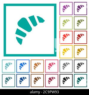 Bakery flat color icons with quadrant frames on white background Stock Vector