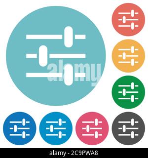 Adjustment flat white icons on round color backgrounds Stock Vector