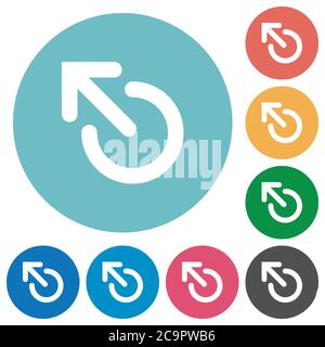 Media eject flat white icons on round color backgrounds Stock Vector