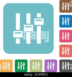 Adjust white flat icons on color rounded square backgrounds Stock Vector