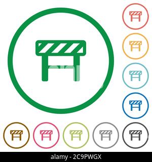 Construction barrier flat color icons in round outlines on white background Stock Vector