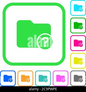 Unknown directory vivid colored flat icons in curved borders on white background Stock Vector