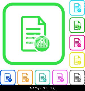 Document error vivid colored flat icons in curved borders on white background Stock Vector
