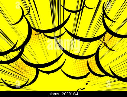 Cartoon design colored background. Comic book backdrop illustration with cloud. Pop art vector comics wallpaper. Stock Vector