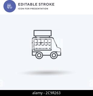Food Truck icon vector, filled flat sign, solid pictogram isolated on white, logo illustration. Food Truck icon for presentation. Stock Vector
