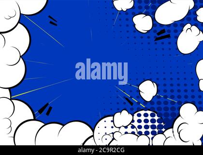 Cartoon design colored background. Comic book backdrop illustration with cloud. Pop art vector comics wallpaper. Stock Vector