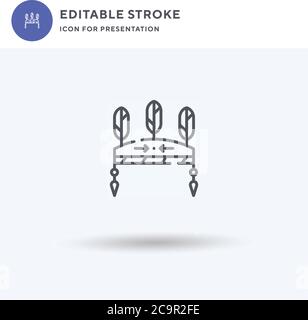 Headdress icon vector, filled flat sign, solid pictogram isolated on white, logo illustration. Headdress icon for presentation. Stock Vector