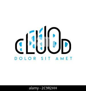 writing clouds with lots of blue clouds in the center of the logo Stock Vector
