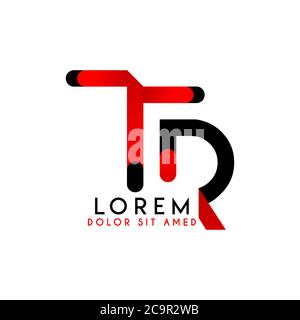 Initial Logo TR Uppercase Red Black Simple Logo Design 1 Stock Vector