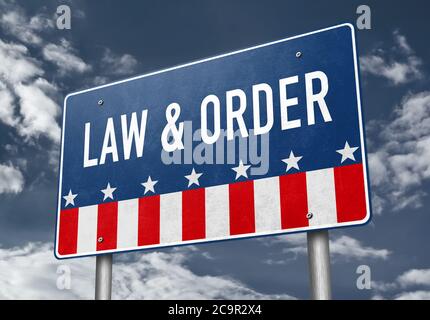 Law and Order - road sign information Stock Photo