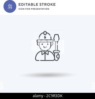 Electrician icon vector, filled flat sign, solid pictogram isolated on white, logo illustration. Electrician icon for presentation. Stock Vector