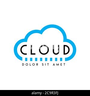 The blue cloud logo with the words CLOUD in the middle and dots Stock Vector