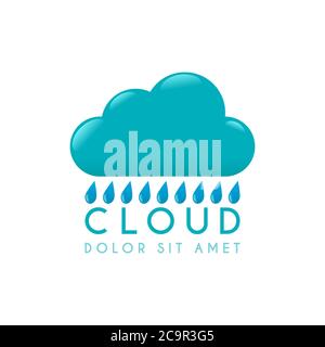 The blue cloud logo with the words CLOUD in the middle and dots Stock Vector