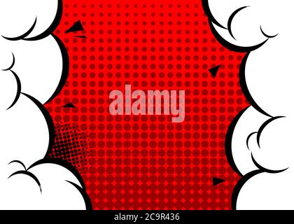 Cartoon design colored background. Comic book backdrop illustration with cloud. Pop art vector comics wallpaper. Stock Vector