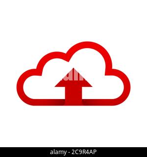 Logo Cloud red with arrow face up, Logo Cloud red Upload Stock Vector