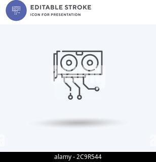 Gpu icon vector, filled flat sign, solid pictogram isolated on white, logo illustration. Gpu icon for presentation. Stock Vector