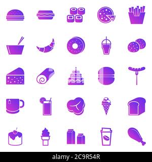 Popular food gradient icons on white background, stock vector Stock Vector
