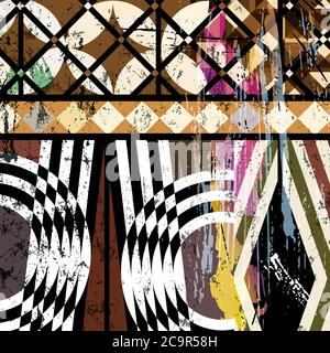 abstract background composition, with strokes, splashes and geometric lines Stock Vector