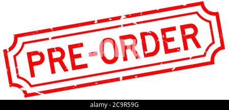 Grunge red pre order word rubber business seal stamp on white background Stock Vector