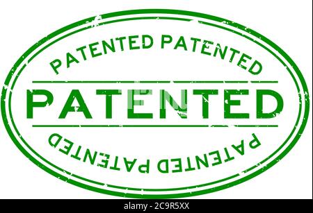 Grunge green patented word oval rubber seal stamp on white background Stock Vector