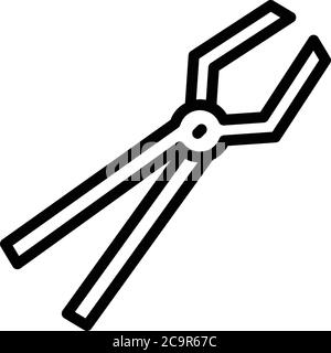 Blacksmith pliers tool icon, outline style Stock Vector