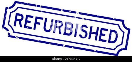 Grunge blue refurbished word rubber seal stamp on white background Stock Vector