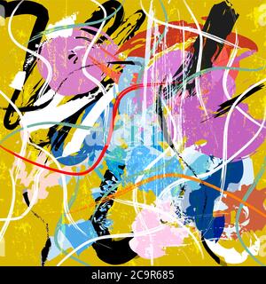 abstract background composition, with paint strokes and splashes Stock Vector