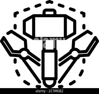 Blacksmith tools icon, outline style Stock Vector