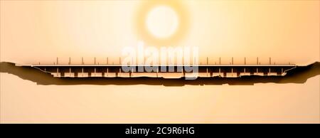 New project of the Genoa bridge, former Morandi bridge, section and silhouette of the Genoa San Giorgio Viaduct. Reconstruction by Renzo Piano Stock Photo