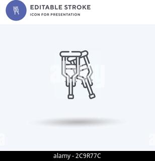 Crutches icon vector, filled flat sign, solid pictogram isolated on white, logo illustration. Crutches icon for presentation. Stock Vector
