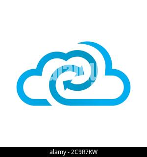 Blue Cloud logo whirl with arrow can be used for companies and businesses Stock Vector