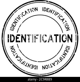 Grunge black identification word rubber seal stamp on white background ...