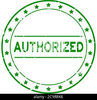 Grunge green authorized word round rubber seal stamp on white background Stock Vector