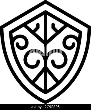 Blacksmith shield icon, outline style Stock Vector