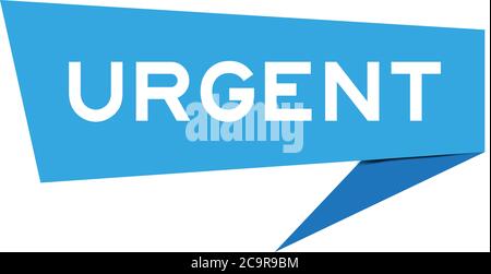 Blue color paper speech banner with word urgent on white background Stock Vector