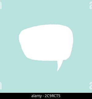 white chat speech bubble on powder blue background. Talk, chat message, comment, communicate, messenger concept. Vector flat icon. Tint, hint, quote, Stock Vector