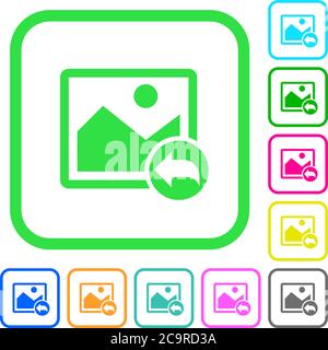 Undo image changes vivid colored flat icons in curved borders on white background Stock Vector
