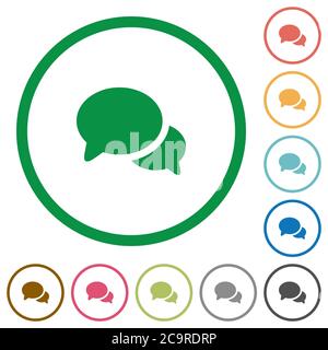 Discussion flat color icons in round outlines on white background Stock Vector