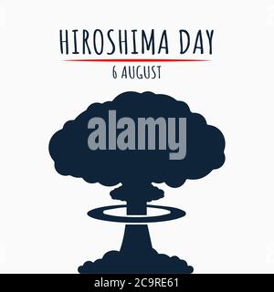 Hiroshima Day, 6 august, nuclear bomb poster, flat illustration, vector Stock Vector