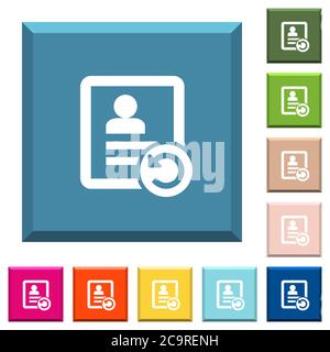 Undo contact changes white icons on edged square buttons in various trendy colors Stock Vector